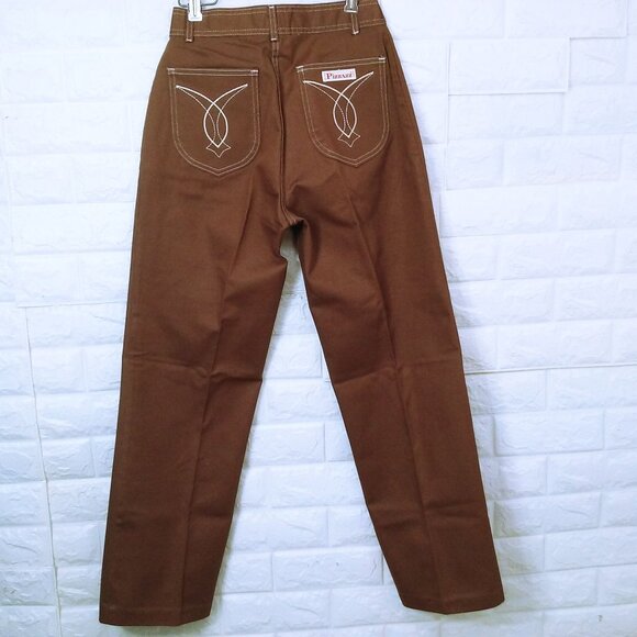 NWOT Vintage 70s Pizzazz Mod Retro Disco Pant Jeans -10 Pockets Wide-Leg Brown - Picture 3 of 12